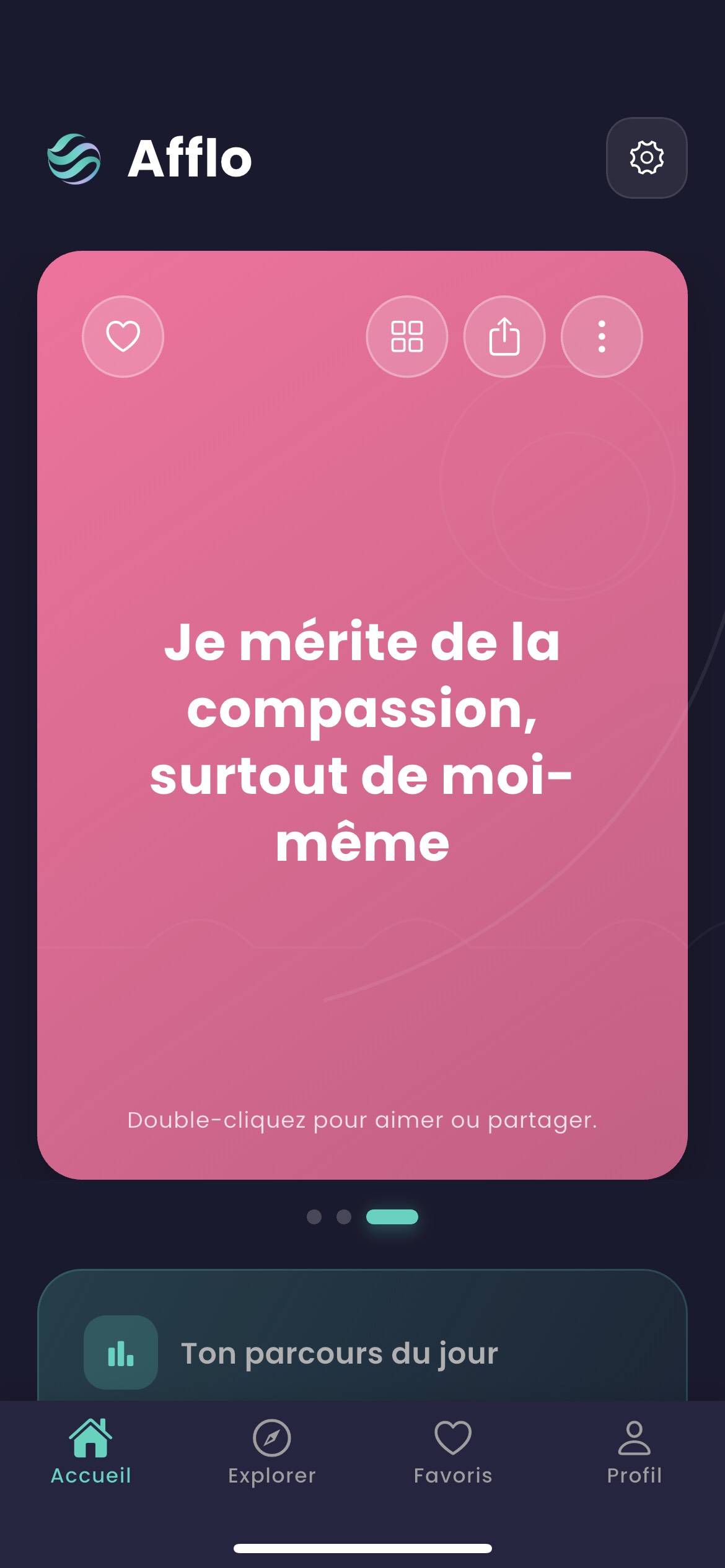 Afflo app — affirmation screen